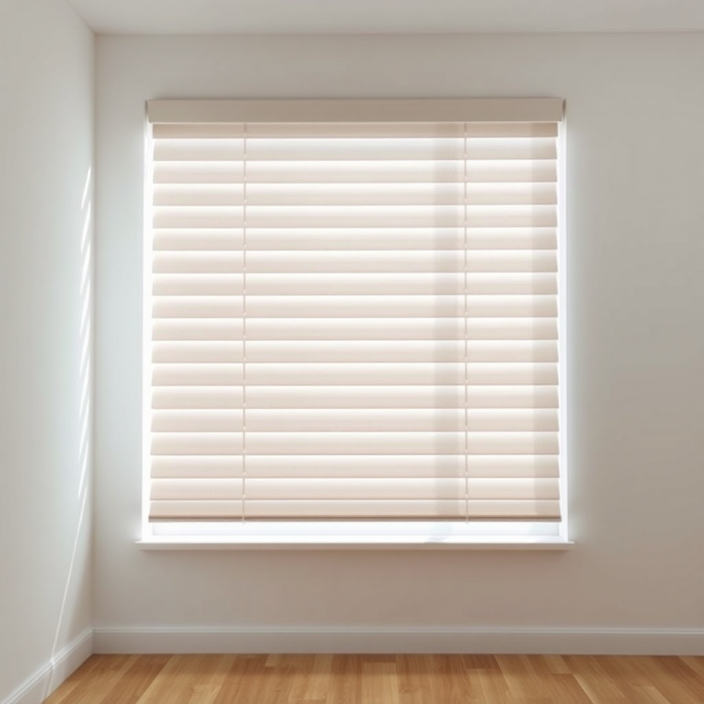 Clean photorealistic photo of a Hunter Douglas Silhouette perde in a bright sunny room