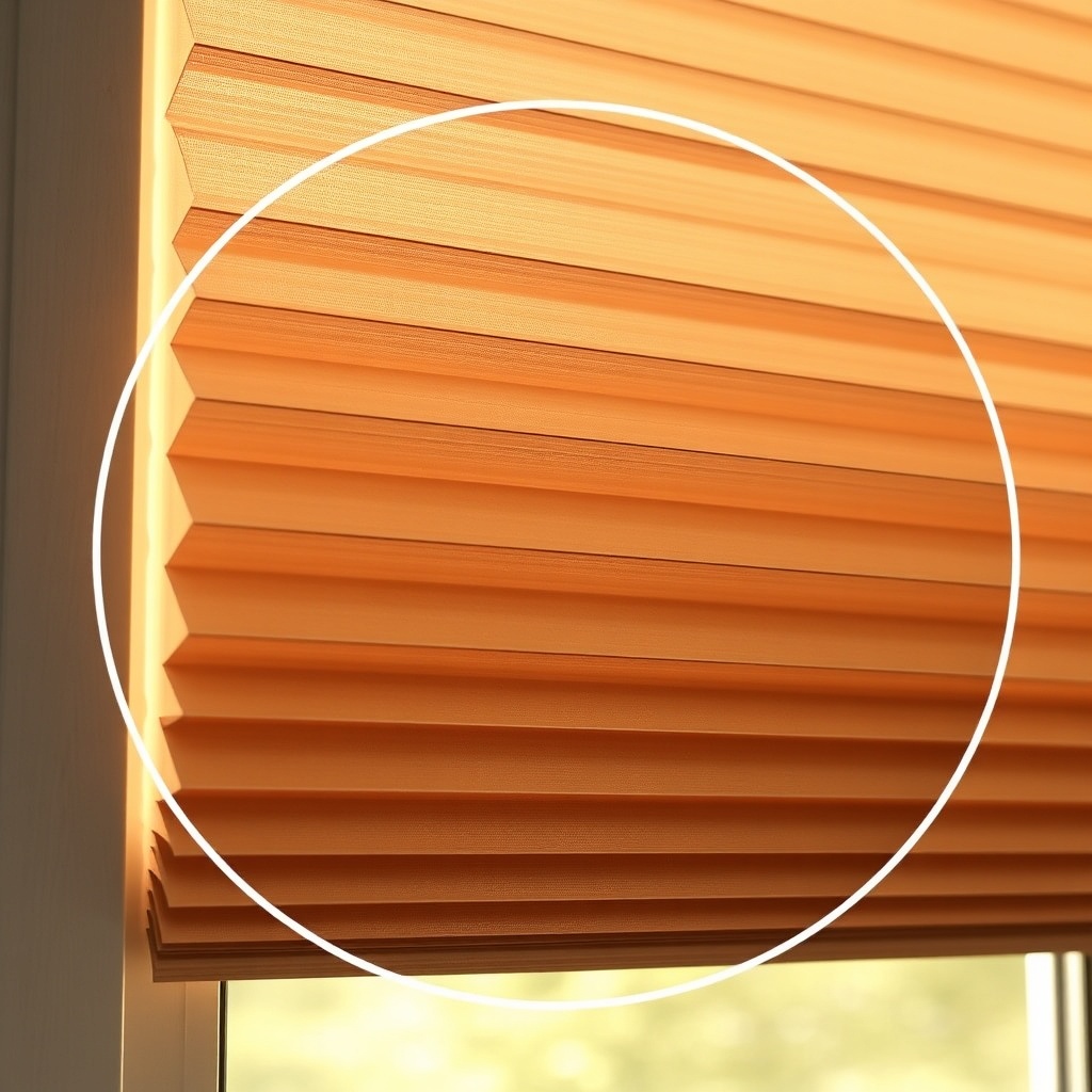 Zoomed in view of Hunter Douglas Silhouette honeycomb fabric layers showing thermal insula