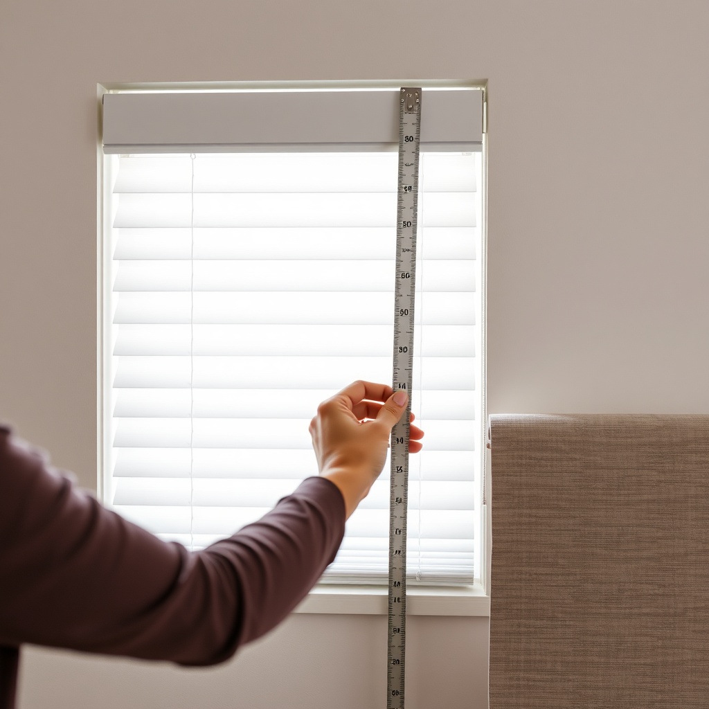 A clean photorealistic photo of a person using a metal measuring tape to measure window wi