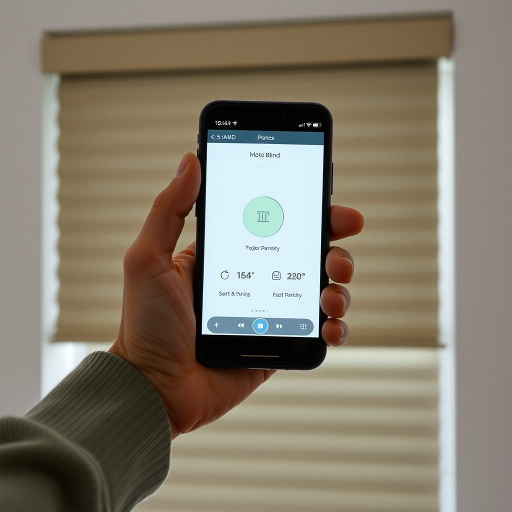 <clean photorealistic photo of a person holding a smartphone showing the PanjurPaneli app